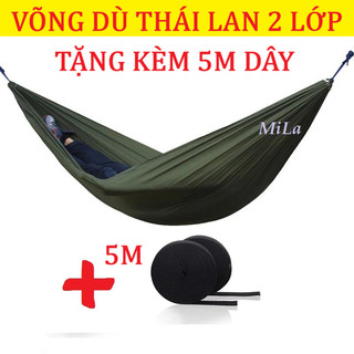 Võng dù thái lan 2 lớp mát tặng kèm 5m dây