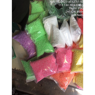 Bịch 10g Kích Thước 12x8x5cm Hạt Xốp Màu Dùng Bỏ Hộp Quà, Mồi Câu, Chơi Slime....
