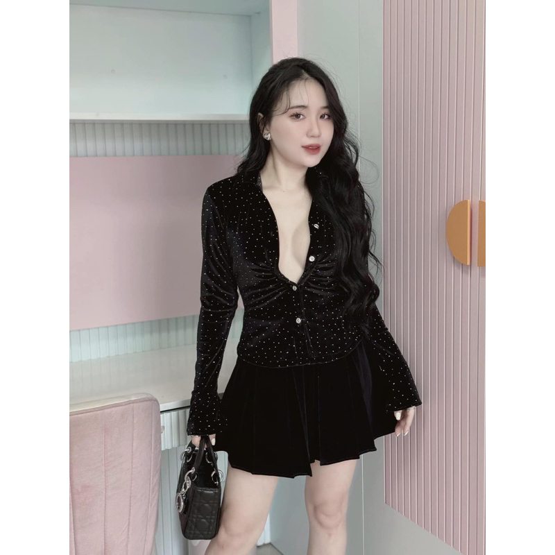 SƠMI BLING ÉP ĐÁ KÈM CVAY NHUNG DẬP LI