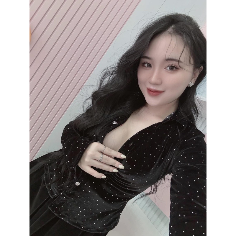 SƠMI BLING ÉP ĐÁ KÈM CVAY NHUNG DẬP LI