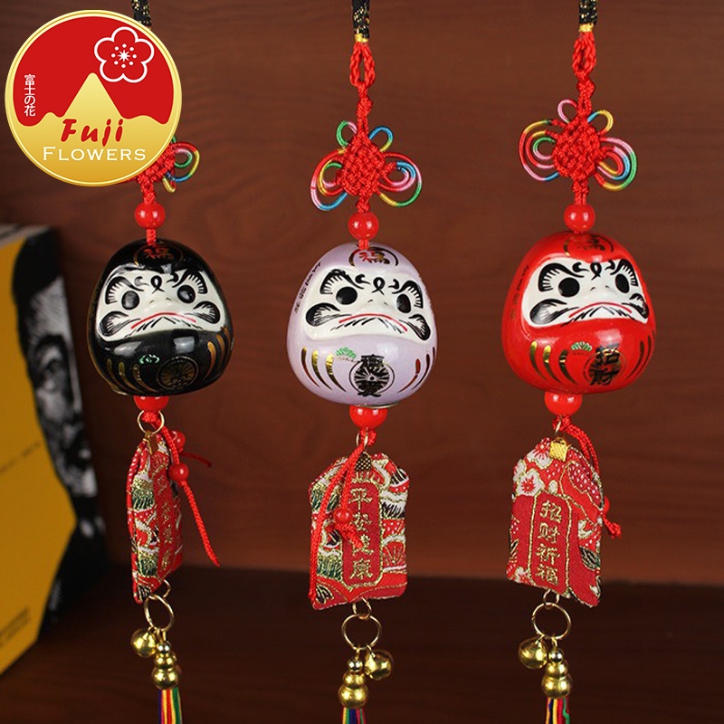 Dây treo tượng gốm Daruma may mắn dùng treo xe hoặc trang trí nhà cửa