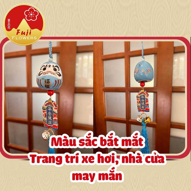 Dây treo tượng gốm Daruma may mắn dùng treo xe hoặc trang trí nhà cửa