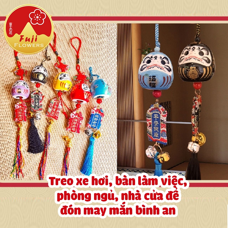 Dây treo tượng gốm Daruma may mắn dùng treo xe hoặc trang trí nhà cửa