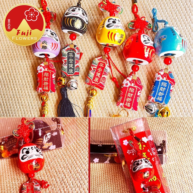 Dây treo tượng gốm Daruma may mắn dùng treo xe hoặc trang trí nhà cửa