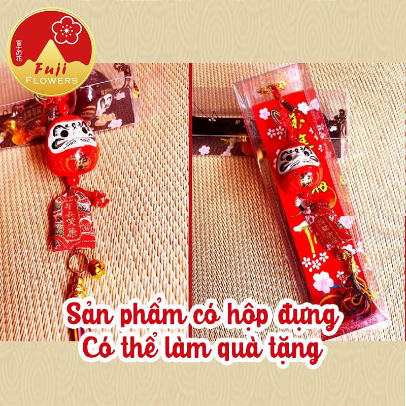 Dây treo tượng gốm Daruma may mắn dùng treo xe hoặc trang trí nhà cửa