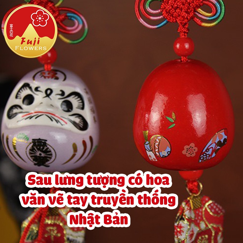 Dây treo tượng gốm Daruma may mắn dùng treo xe hoặc trang trí nhà cửa