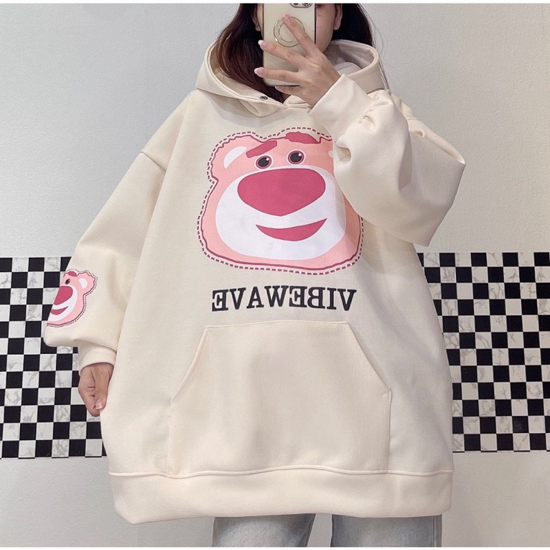 [ Rẻ vô địch ] Áo hoodie form rộng tay bồng mũ hai lớp - hoodie gấu strawble sale