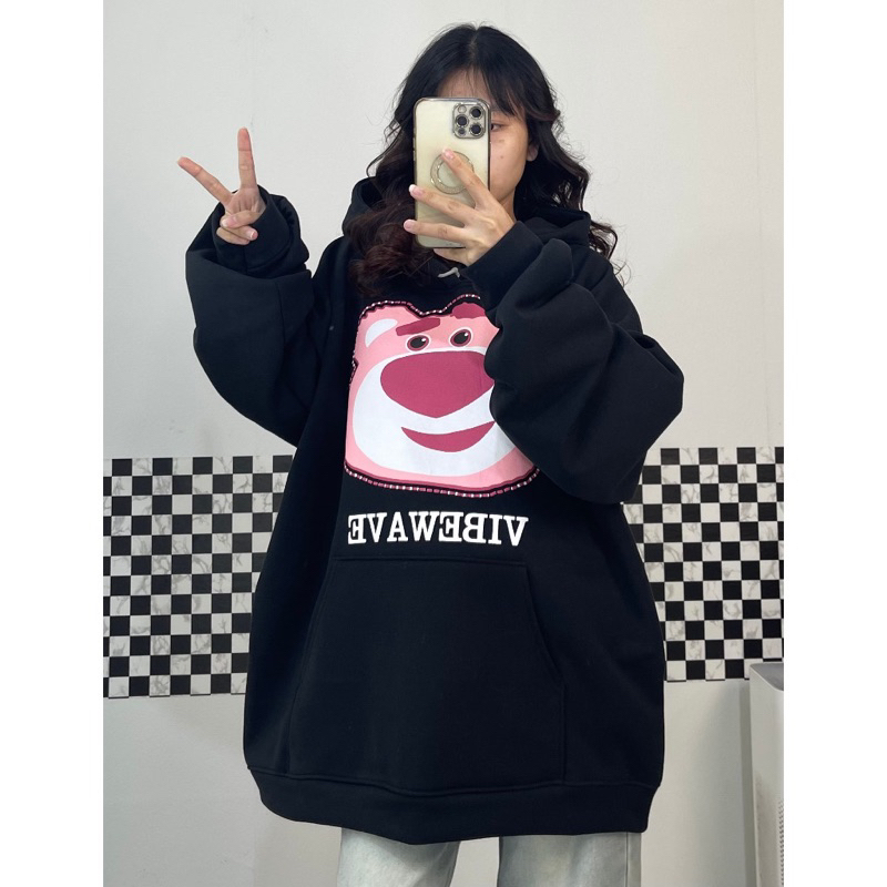 [ Rẻ vô địch ] Áo hoodie form rộng tay bồng mũ hai lớp - hoodie gấu strawble sale