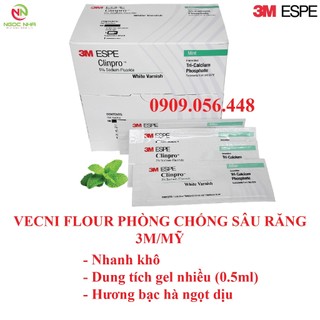 Gel bôi vecni flour chống sâu răng 3M Clinpro White Varnish, giúp bảo vệ men răng và trắng răng /Hàng chính hãng 3M-USA