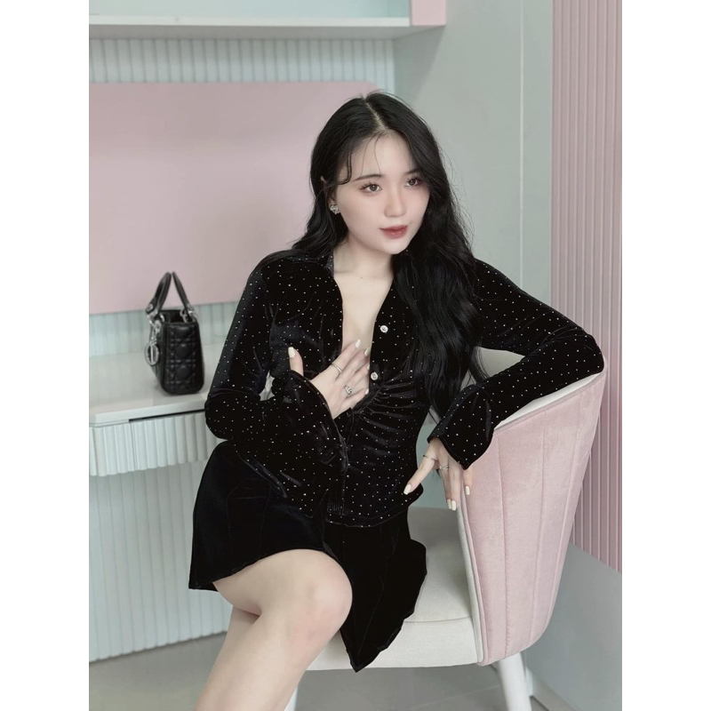 SƠMI BLING ÉP ĐÁ KÈM CVAY NHUNG DẬP LI