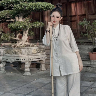 Bộ lam đi chùa dang suông chất liệu linen cao cấp