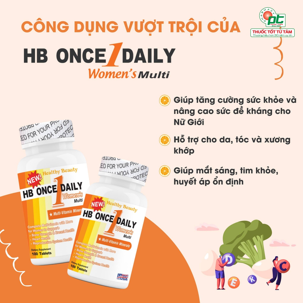 Vitamin tổng hợp cho nữ HB Once Daily Women's Multi lọ 100 Viên multivitamin for women