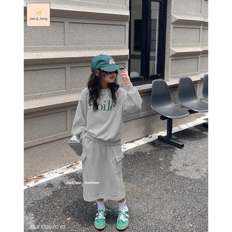 Bộ nỉ hoodie xanh ghi Etoile- HÀNG SALE KHÔNG ĐỔI TRẢ