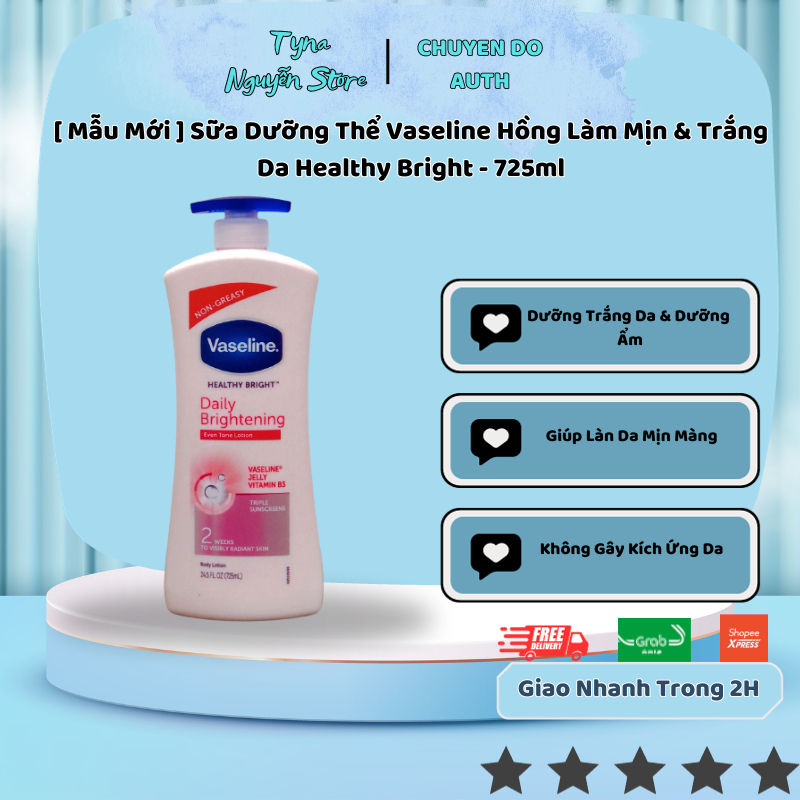 [ Mẫu Mới ] Sữa Dưỡng Thể Vaseline Hồng Làm Mịn & Trắng Da Healthy Bright - 725ml