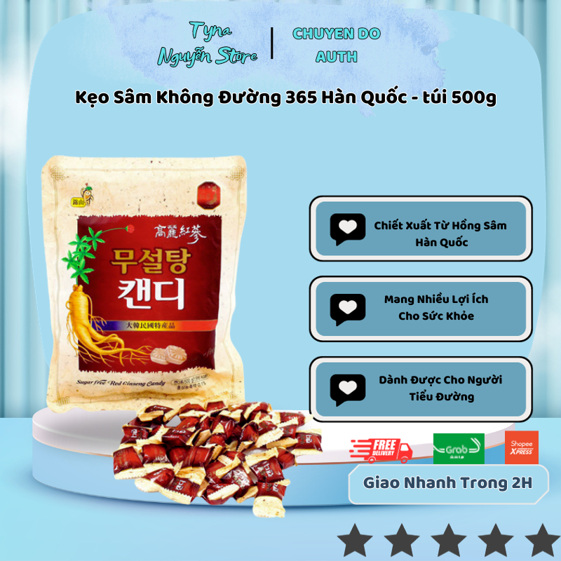 Kẹo Sâm Không Đường 365 Hàn Quốc - túi 500g