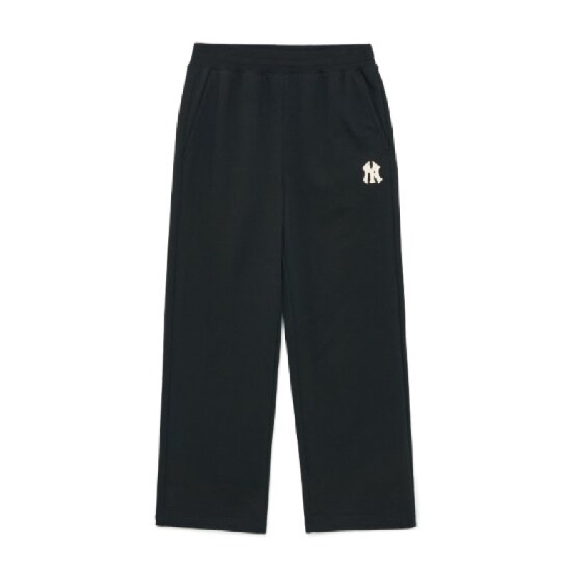 CHÍNH HÃNG - Quần Nỉ MLB Basic Medium Logo NY 3APTB0234 Màu Đen - Quần Nỉ Lưng Thun Dài Xuông