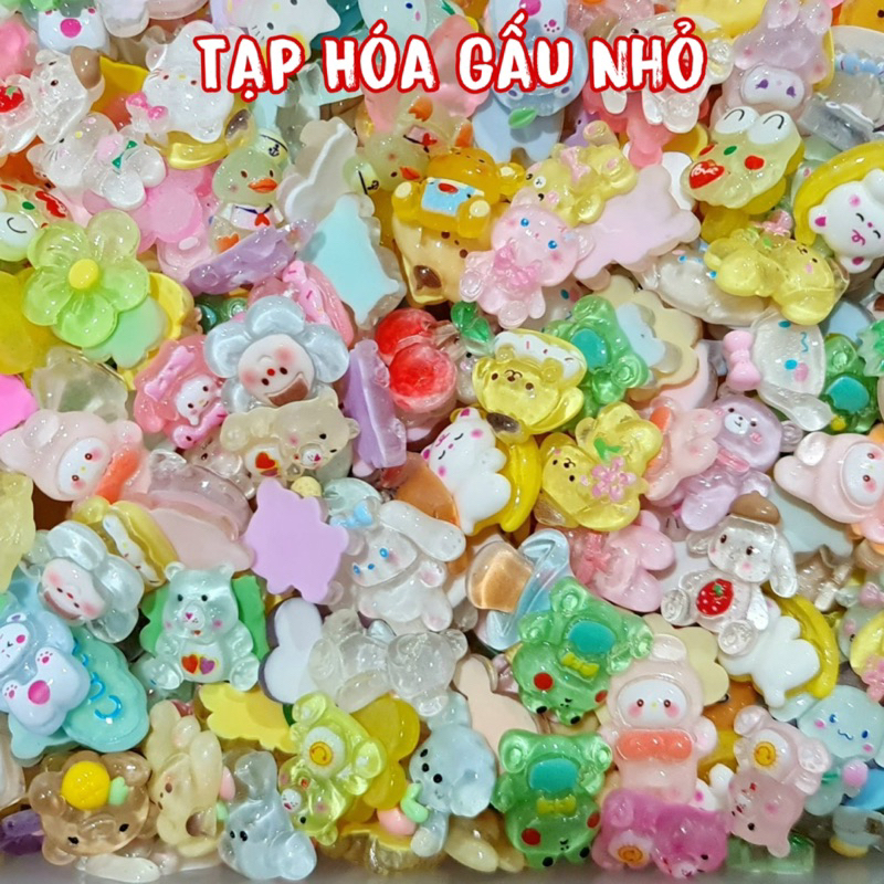 Túi 100 CHARM/STICKER/JIBBITZ TRONG SUỐT,NHÁM TRỘN,BÓNG,PASTEL trang trí điện thoại, dép cross,Pod,...