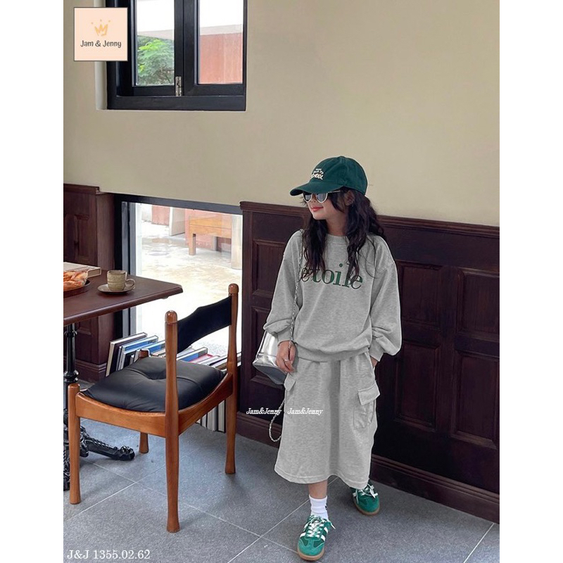 Bộ nỉ hoodie xanh ghi Etoile- HÀNG SALE KHÔNG ĐỔI TRẢ