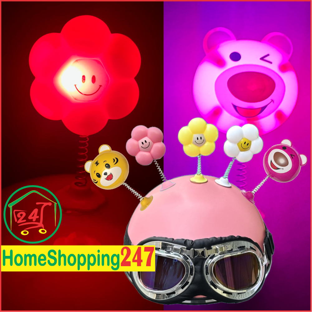 Gấu dâu, ếch, heo hồng, hổ con. Thú lò xo hoạt hình ngộ nghĩnh gắn mũ bảo hiểm, gắn xe máy, xe đạp, ô tô