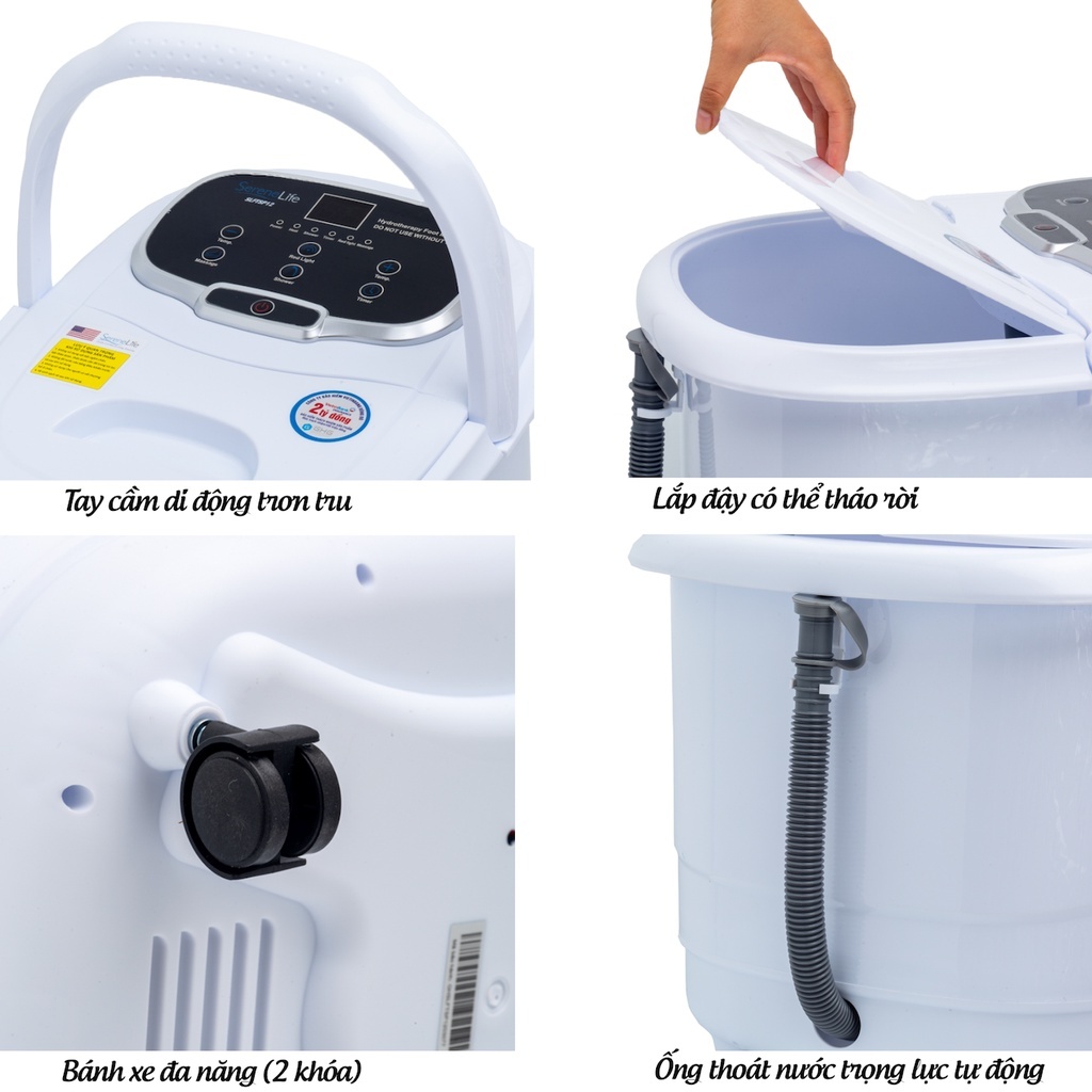 Bồn ngâm chân massage tự động 6 con lăn massage tự động cao cấp SereneLife SL12 HT Beauty