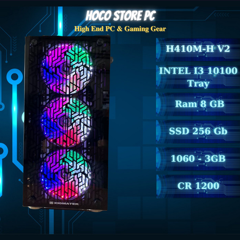 Bộ máy tính PC gaming, văn phòng HCS X3101T I3 10100, VGA GTX 1060 3gb Ram 8GB (BH 36 Tháng) | Hoco Store PC