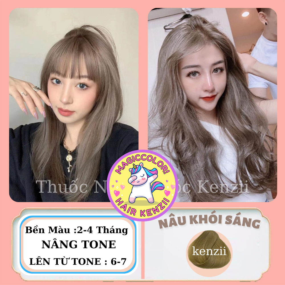 Thuốc nhuộm tóc NÂU KHÓI SÁNG lên từ tone 6 - 7 tặng oxi găng tay mũ chùm