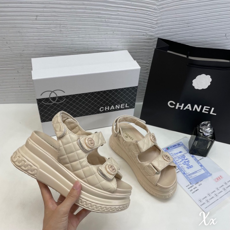 Sandal Chann Neo Xuồng Trắng Đen Kem Full Size 35-39  -  By Anh Dinh Phuong