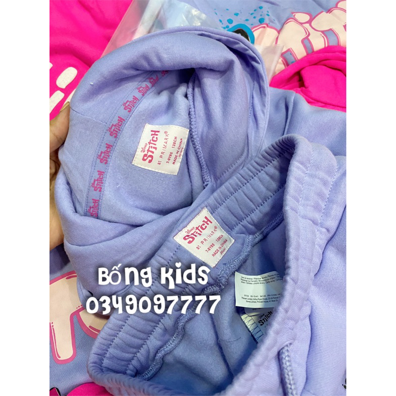 Bộ Nỉ Hoodie Bé Gái Stitch Tím PR