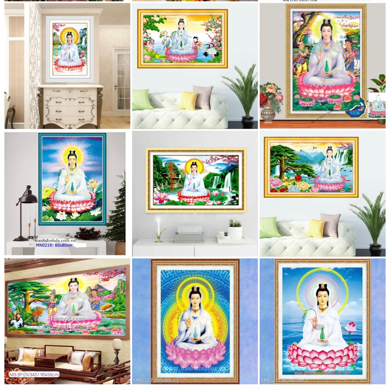 Tranh Thêu Phật Quan Thế Âm Lv3267,Lv3513,Lv3286,Lv3253,Lv3250,Lv3285,lv3268,Lv3437