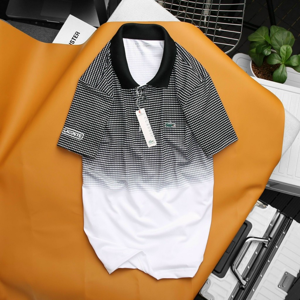 Áo thun Polo nam phối chấm bi, CVC cá sấu 100% cao cấp,shopaothunxuanthuy