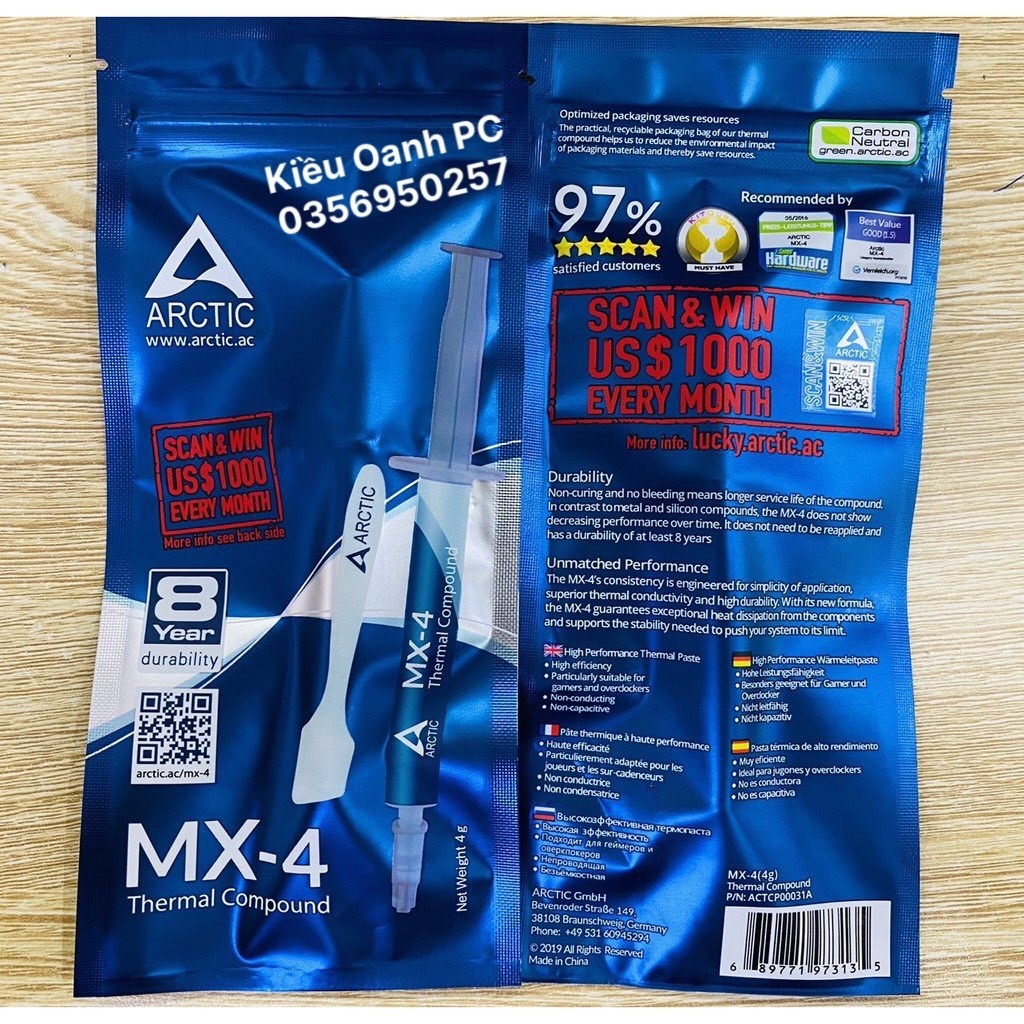 Keo Tản Nhiệt ARCTIC MX4 - Hàng Chính Hãng