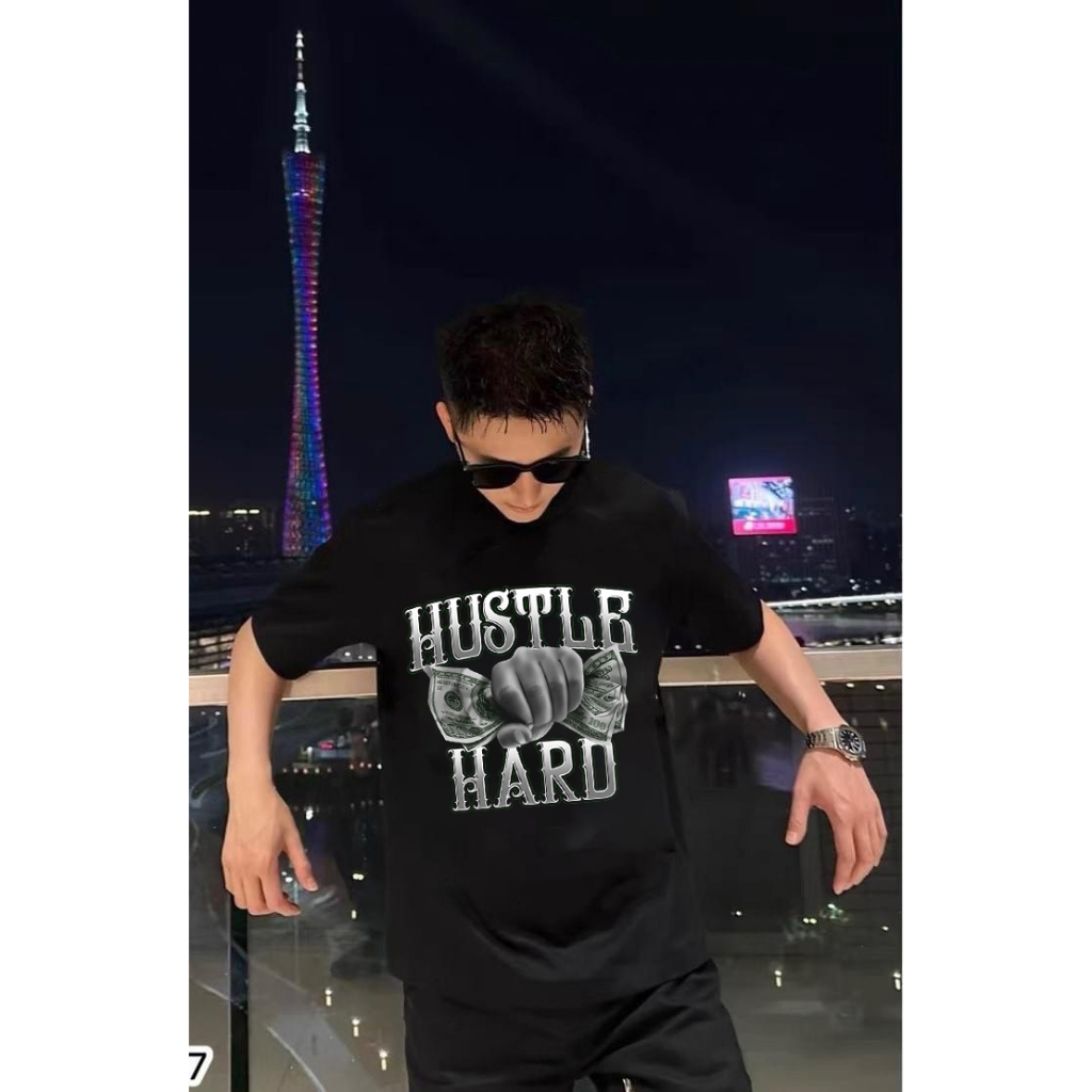 Áo thun tay lỡ DOLLAR NẮM ĐẤM HUSTLE , Áo thun unisex nam nữ form rộng oversize chất liệu Cotton cao cấp
