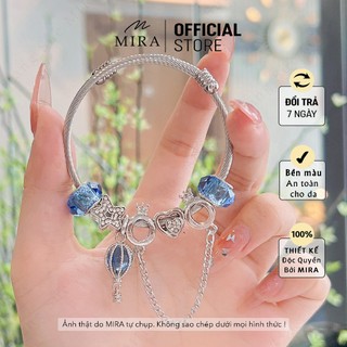 Lắc tay kiềng titan mira & co. kpan-m02 kiềng đèn lồng xanh dương mở hai đầu kiềng titan không hoen gỉ