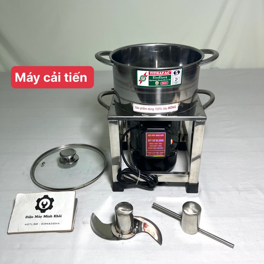 Máy xay thịt công nghiệp đa năng, làm chà bông 1100W vòng tua chậm- Nồi tháo rời |Máy xay nước rau má, hành tỏi xả ớt