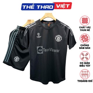 Quần áo bóng đá ,đồ đá banh clb mu c1 đen thun mè cao cấp ,chất vải siêu mềm mịn thoáng mát