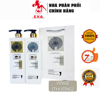 Cặp dầu gội xả collagen vinge 1000ml giảm rụng tóc, ngăn rụng tóc, phục hồi tóc hư tổn