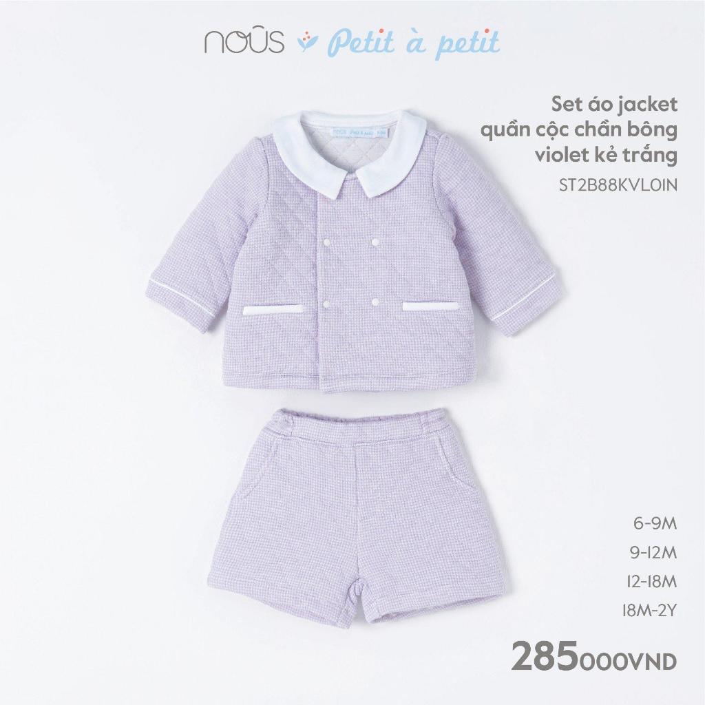 Set áo jacket quần cộc chần bông violet kẻ trắng