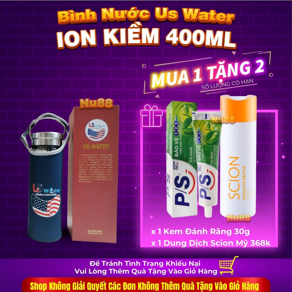 Bình nước tạo Kiềm US Water (tặng túi+đá thay)