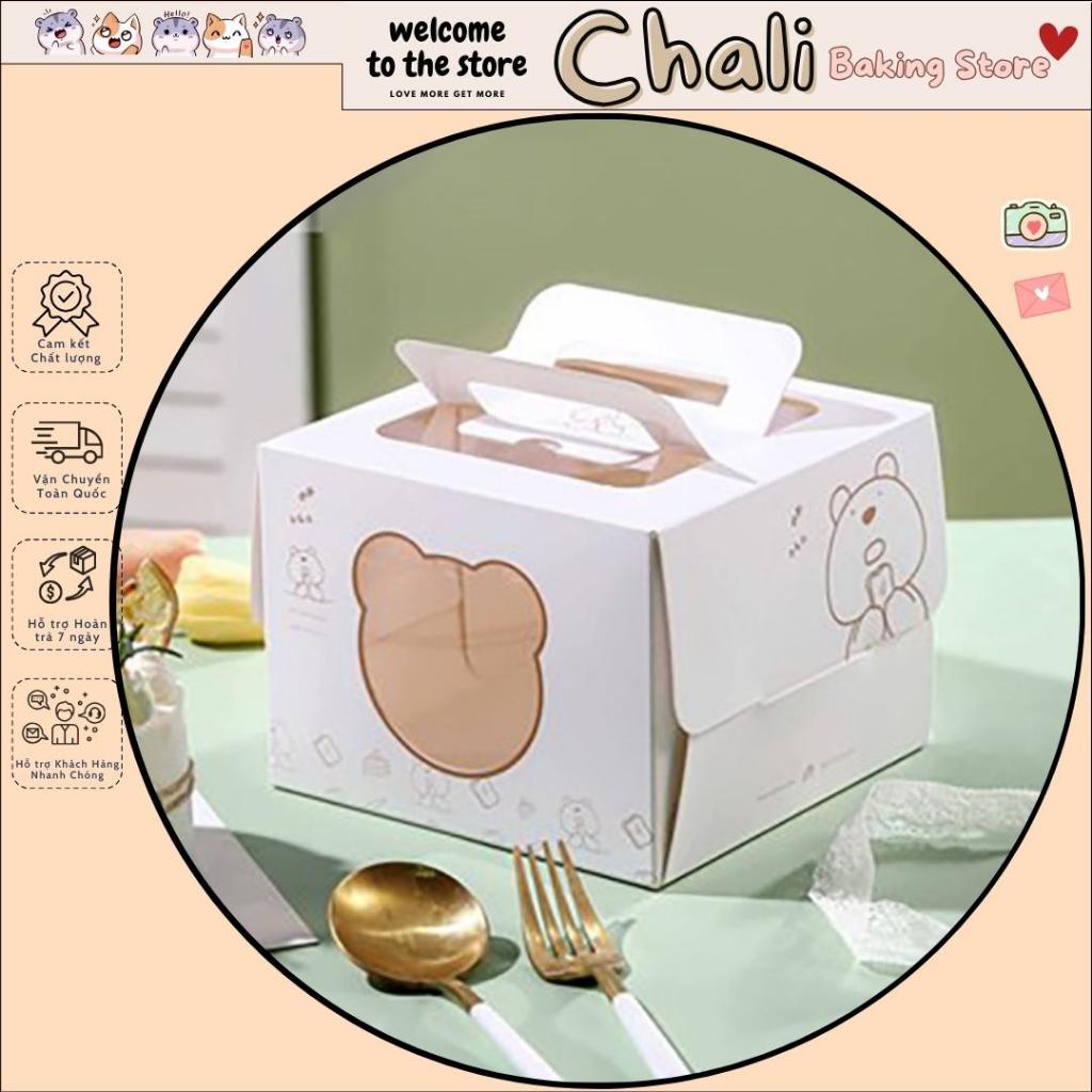 5 Hộp Bánh Kem Mini, Bánh sinh nhật size Mini (16x12 ) mẫu Cửa sổ gấu KÈM ĐẾ