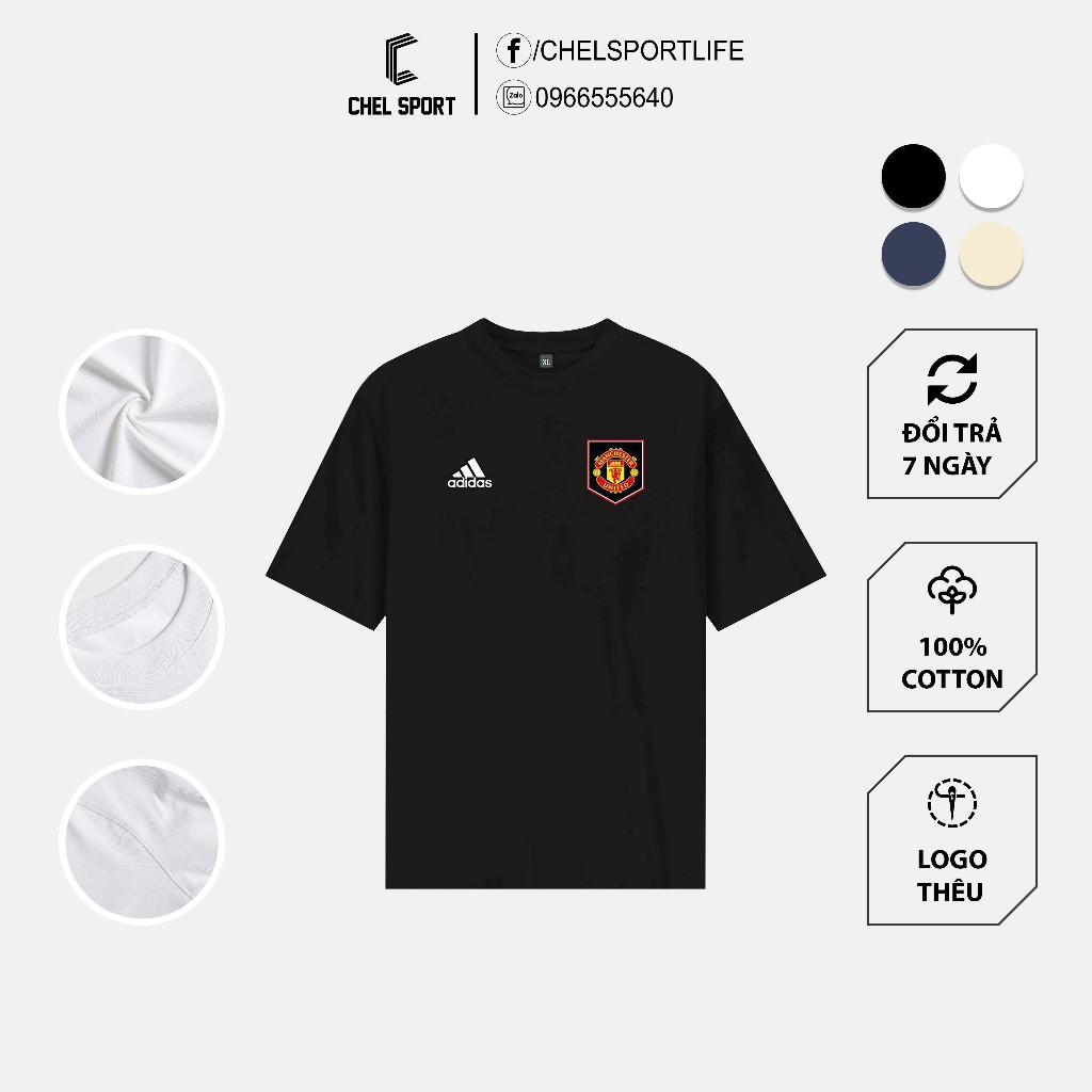 Áo thun logo thêu Man United 2023 cao cấp 100% cotton cao cấp