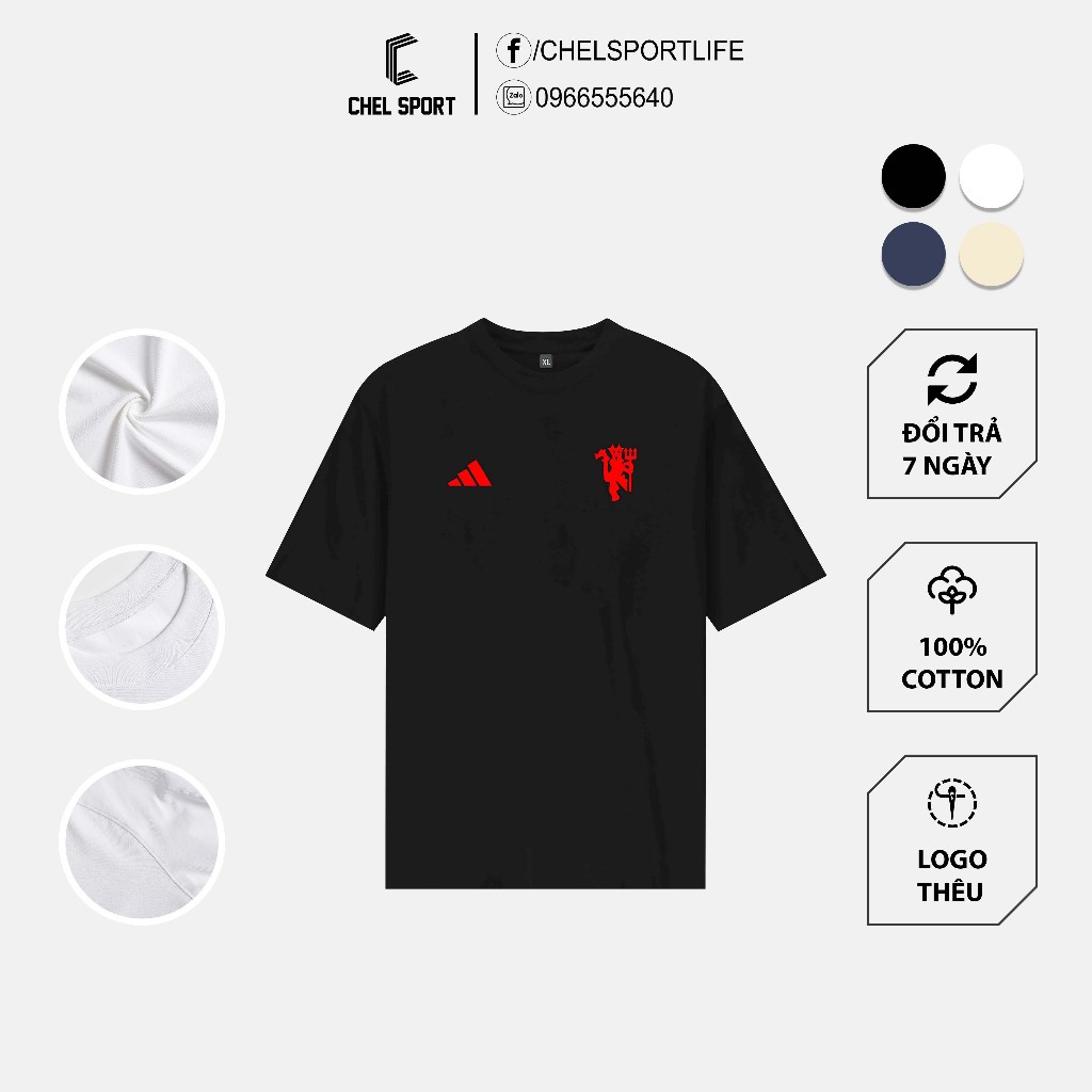 Áo thun logo thêu Man United Red Devil 2023/24 100% cotton cao cấp