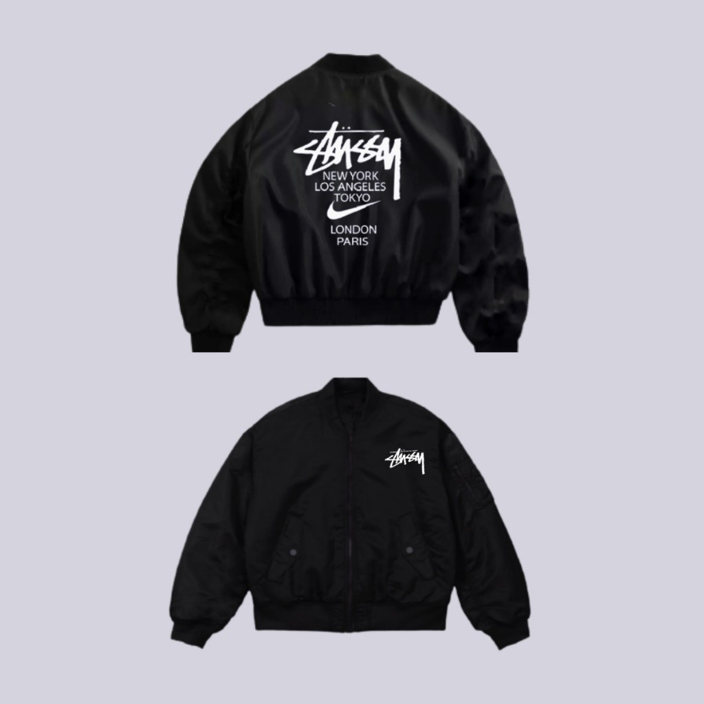 Áo Bomber Stussy Nike , Stussy , BI A , Cao Cấp Dày Dặn  Trần Bông 3 Lớp,Áo Khoác Bomber Uninsex Nam Nữ st003 ACA_STORE