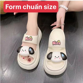 Dép nữ quai ngang nữ đế cao cấp chất liệu EVA siêu bền đế độn 6cm hình Cún Tai Dài Nice