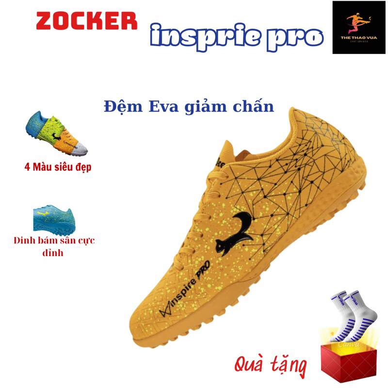 Giày đá bóng Zocker Inspire Pro 2023, Bảo Hành 4 Tháng, Giày đá banh có đệm gót EVA êm ái, Đế cao su nguyên khối