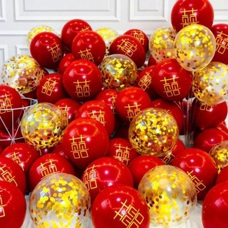 Sét bóng đỏ in chữ hỷ trang trí tiệc cưới, phòng tân hôn