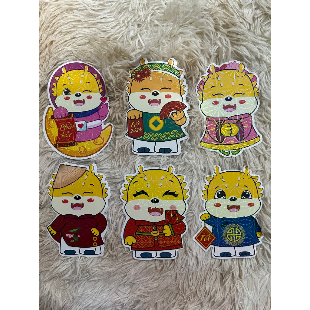 Combo 10 Bao lì xì chibi kim cương hoạt hình Tết Giáp Dần 2024 con Rồng siêu đẹp