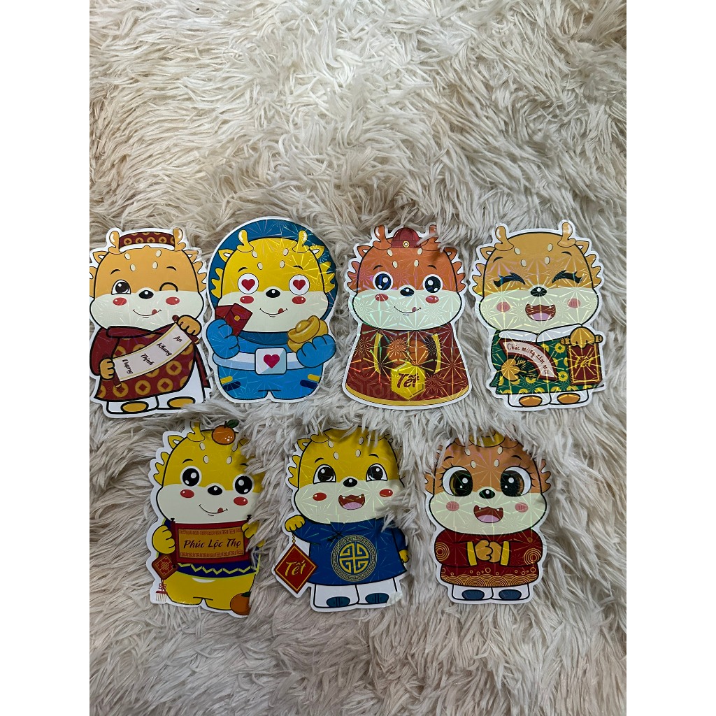 Combo 10 Bao lì xì chibi kim cương hoạt hình Tết Giáp Dần 2024 con Rồng siêu đẹp