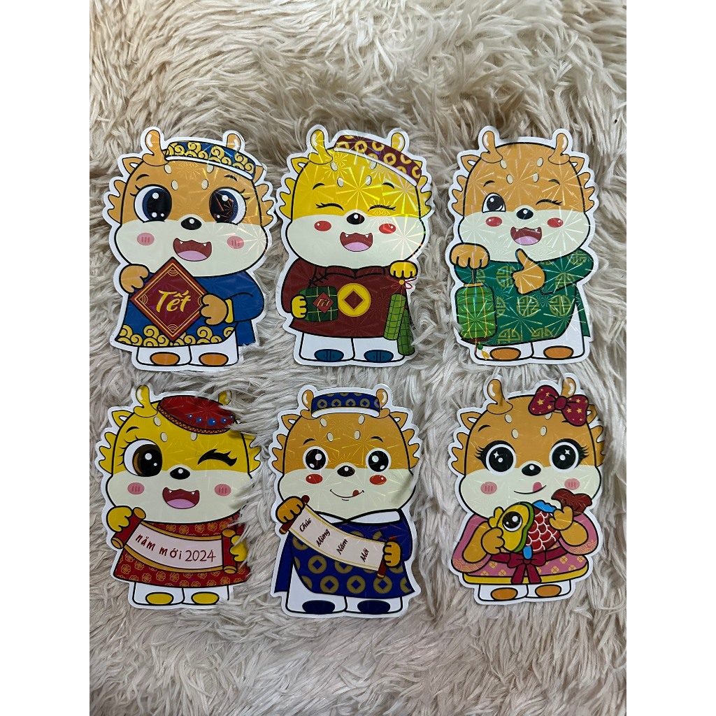 Combo 10 Bao lì xì chibi kim cương hoạt hình Tết Giáp Dần 2024 con Rồng siêu đẹp