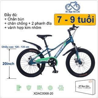 Xe đạp thể thao bé trai 2 phanh đĩa bdf khung cong từ 7 tuổi đến 9 tuổi