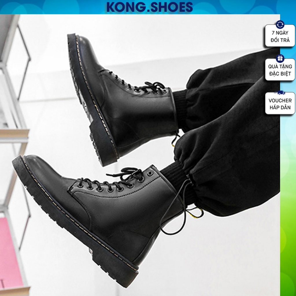 Giày Chunky Combat Boots da Bò Chống nhăn cao cấp thời trang